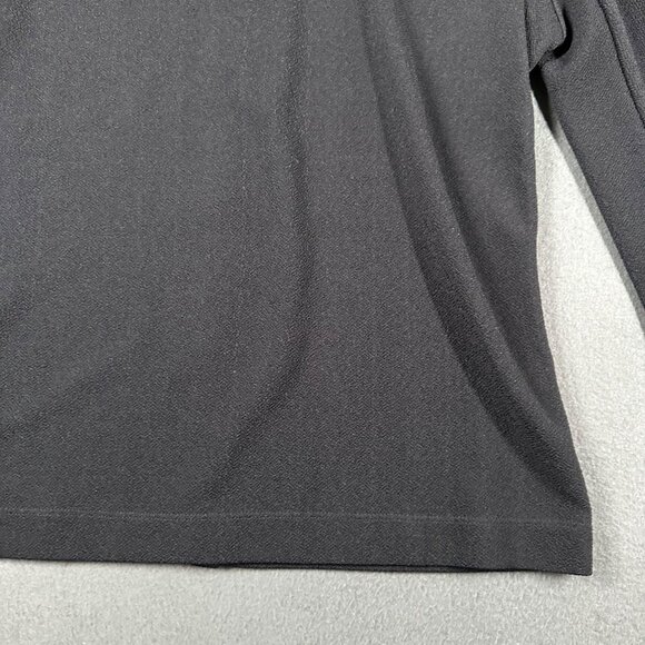 Ann Taylor Womens M Navy Blue Back Button 3/4 Sleeve Round Neck Blouse - Picture 4 of 9